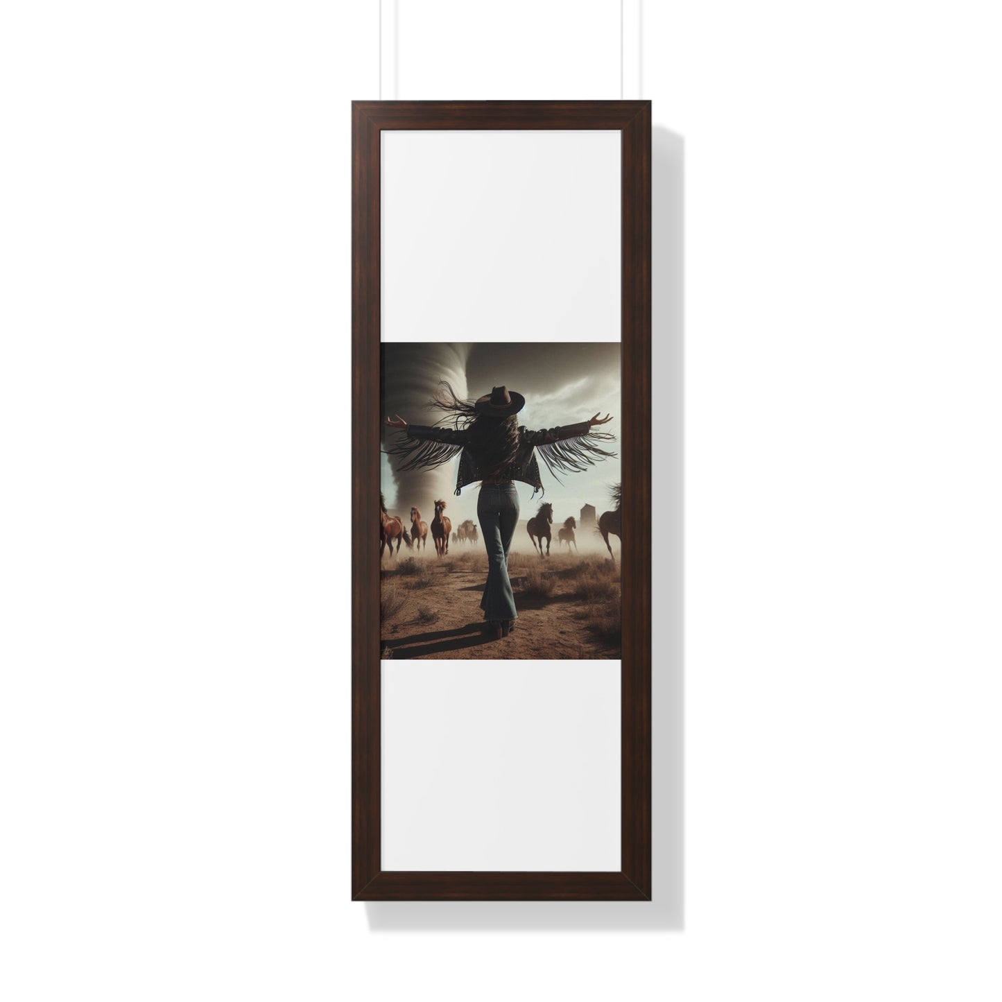 Wild Horses Cowgirl Framed Vertical Poster