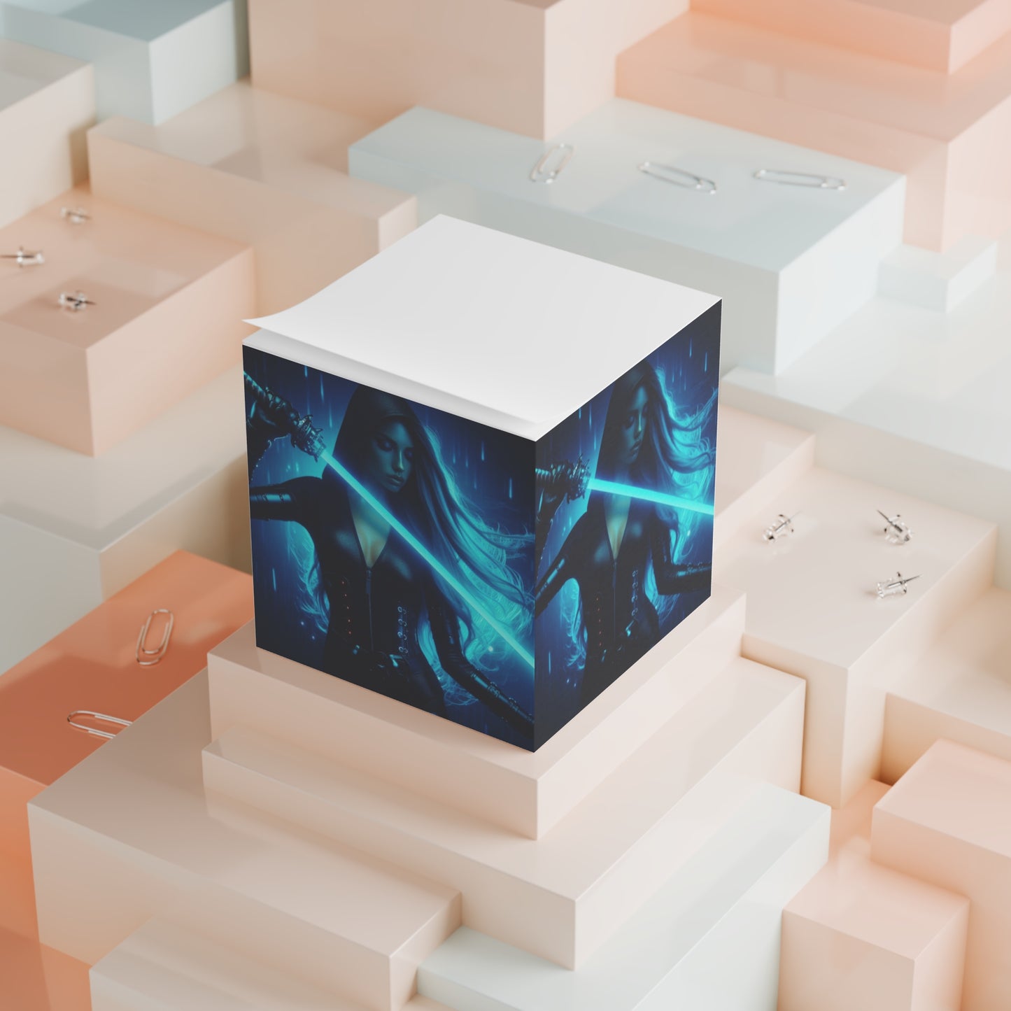 Warrior Woman in Blue Note Cube