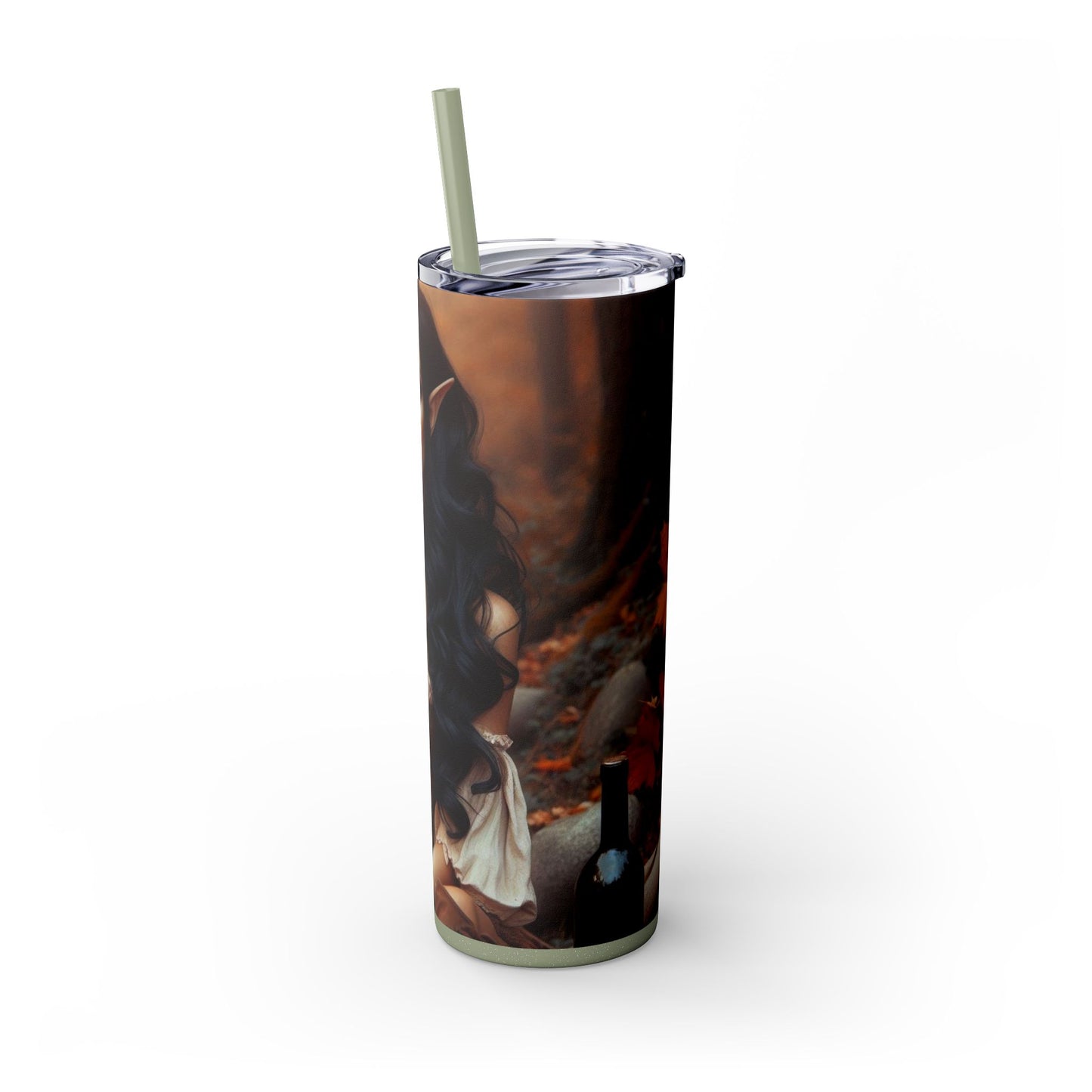 Autumn Elf Skinny Tumbler with Straw, 20oz