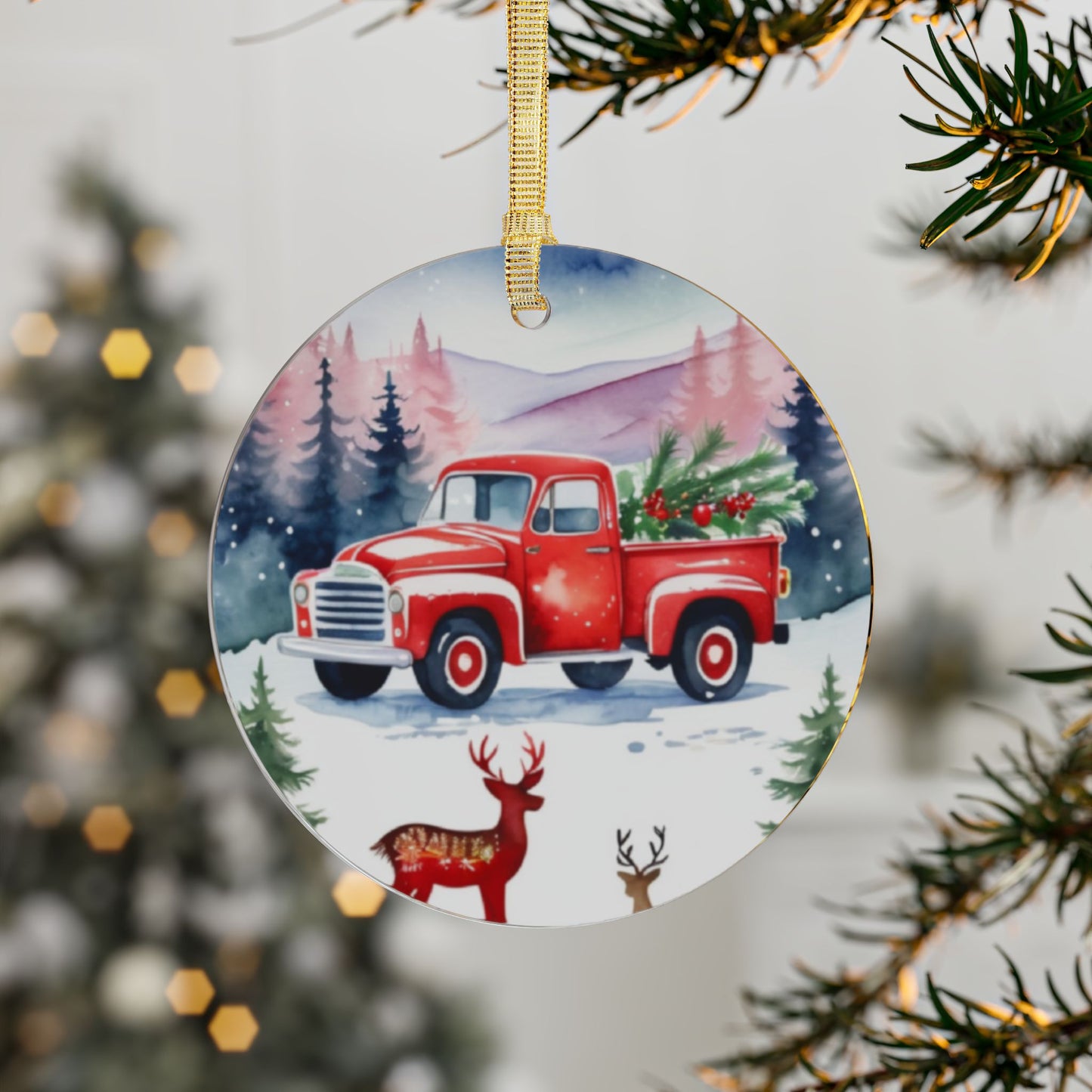 Red Truck Christmas Acrylic Ornaments