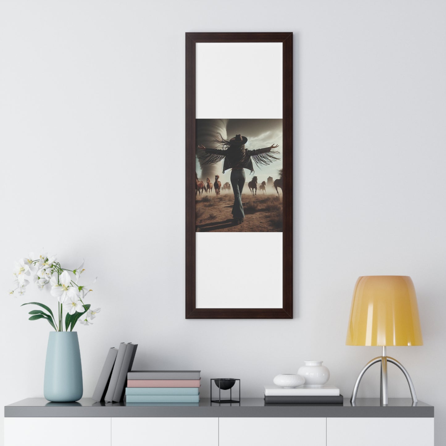 Wild Horses Cowgirl Framed Vertical Poster
