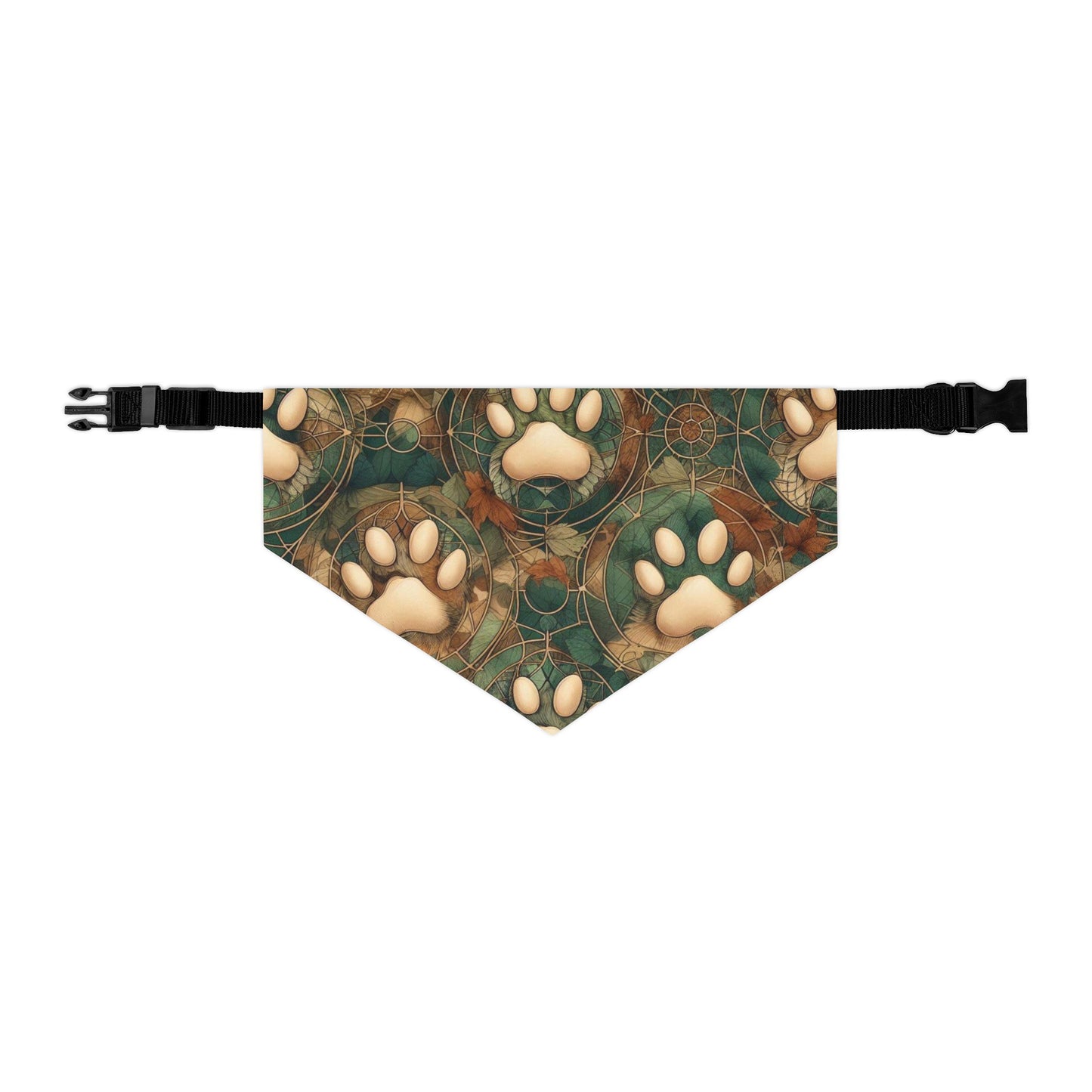 Green and Tan Paw Print Pet Bandana Collar
