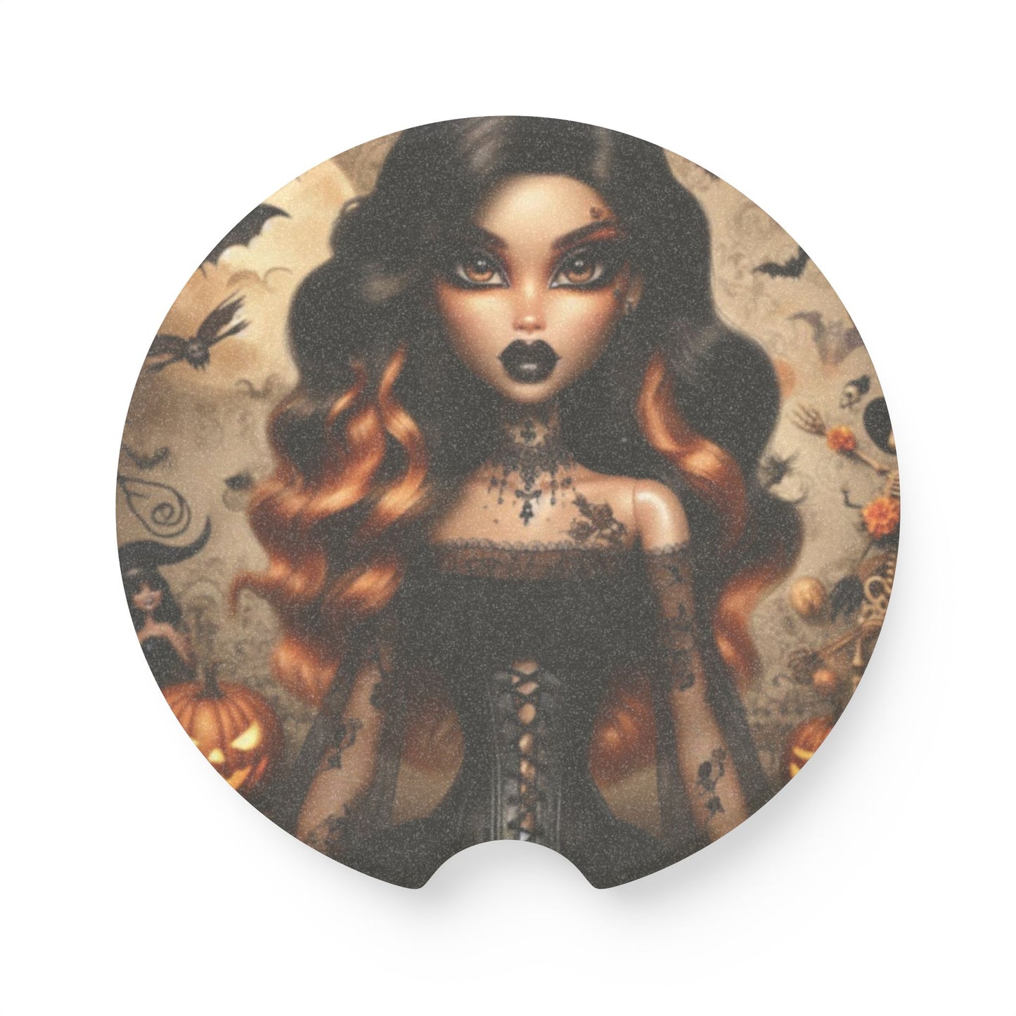 Spooky Orange Woman Soapstone Car Coaster
