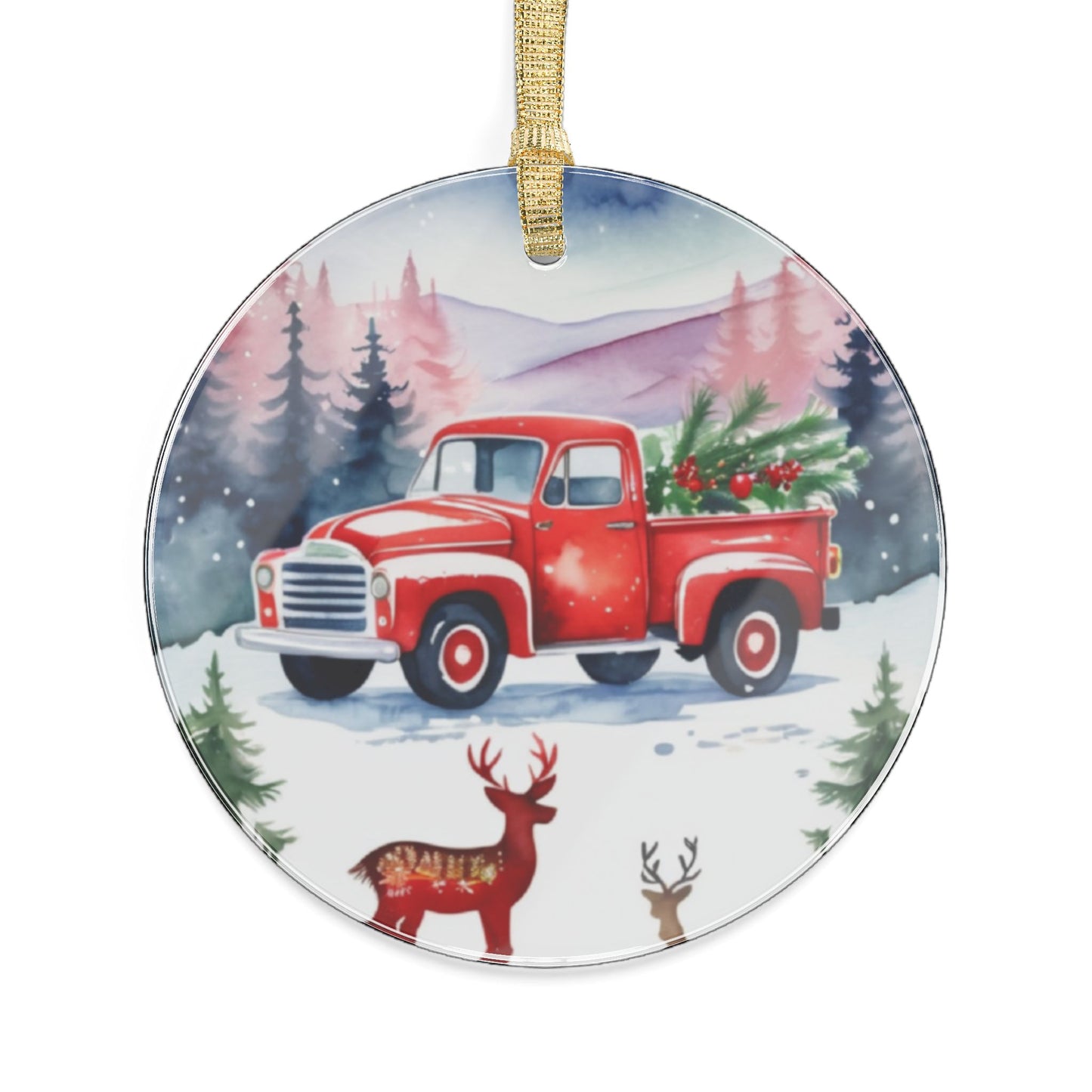 Red Truck Christmas Acrylic Ornaments