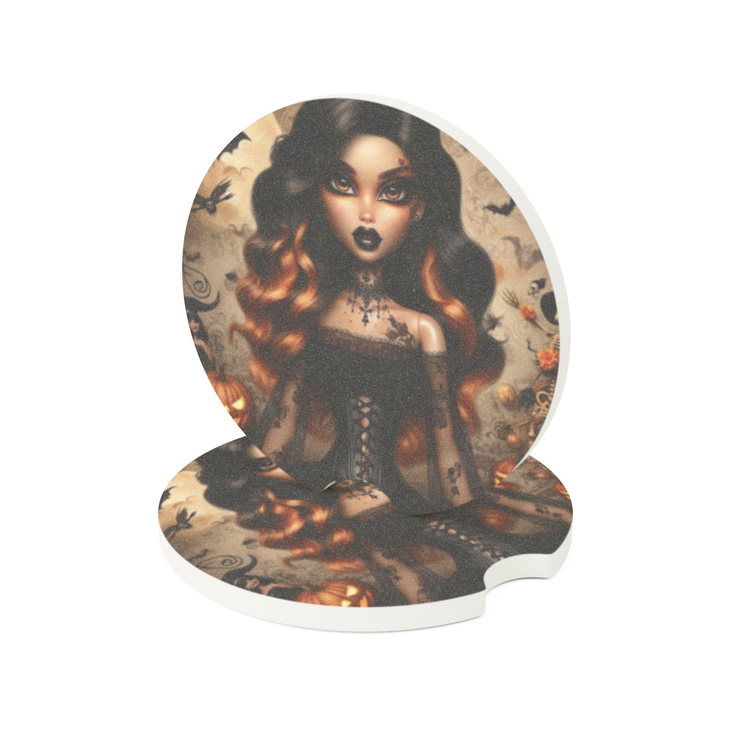 Spooky Orange Woman Soapstone Car Coaster