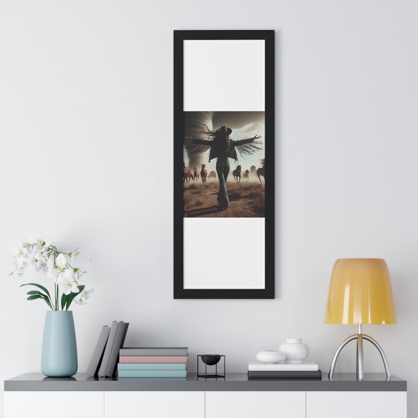 Wild Horses Cowgirl Framed Vertical Poster