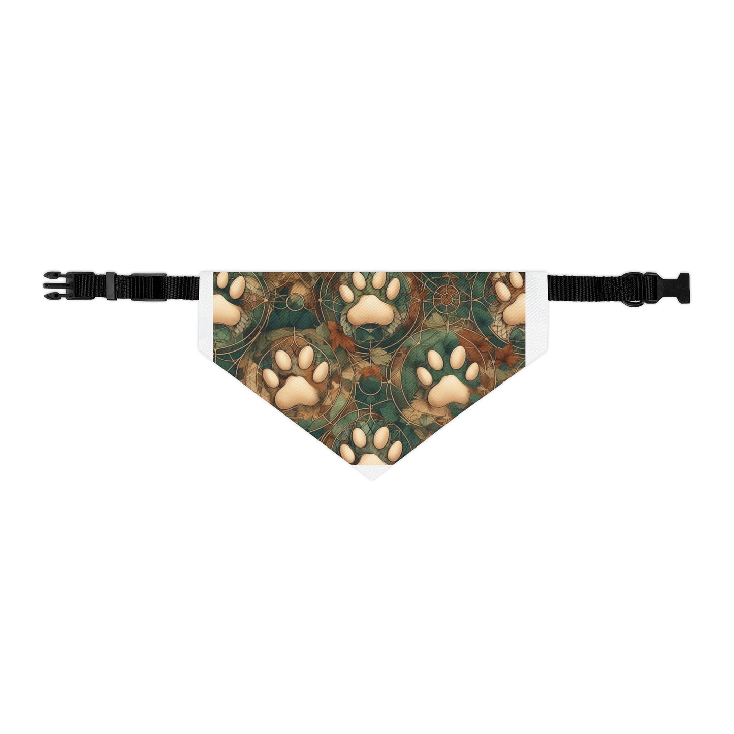 Green and Tan Paw Print Pet Bandana Collar