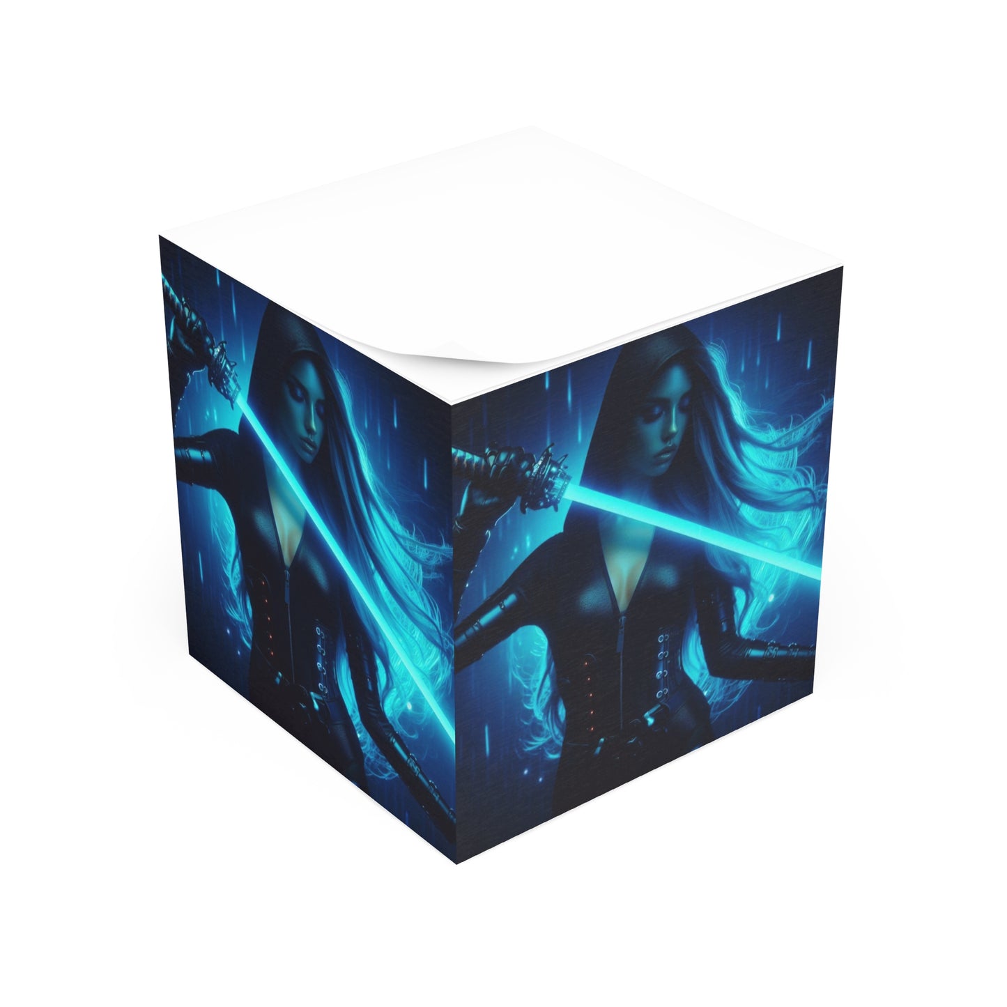 Warrior Woman in Blue Note Cube