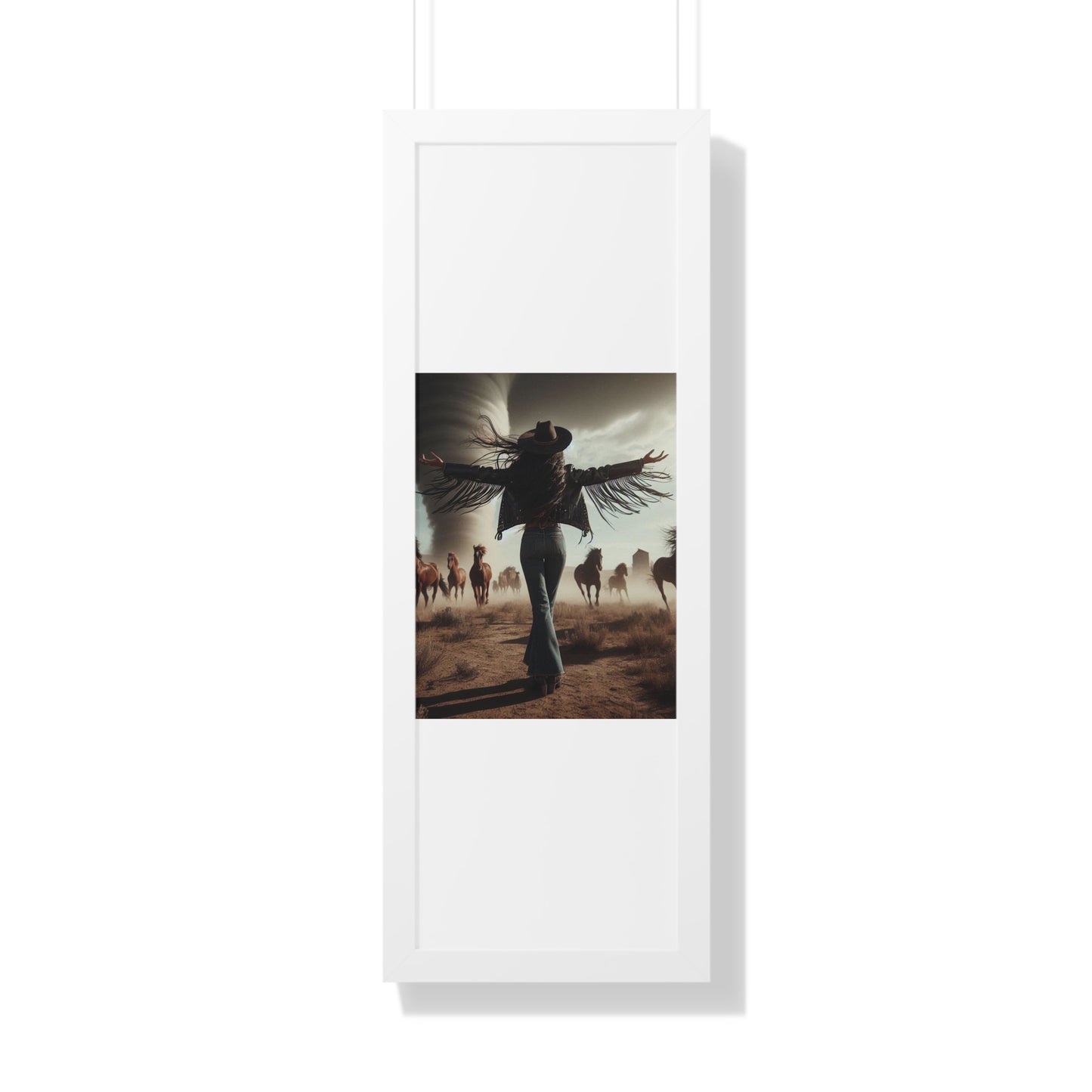 Wild Horses Cowgirl Framed Vertical Poster