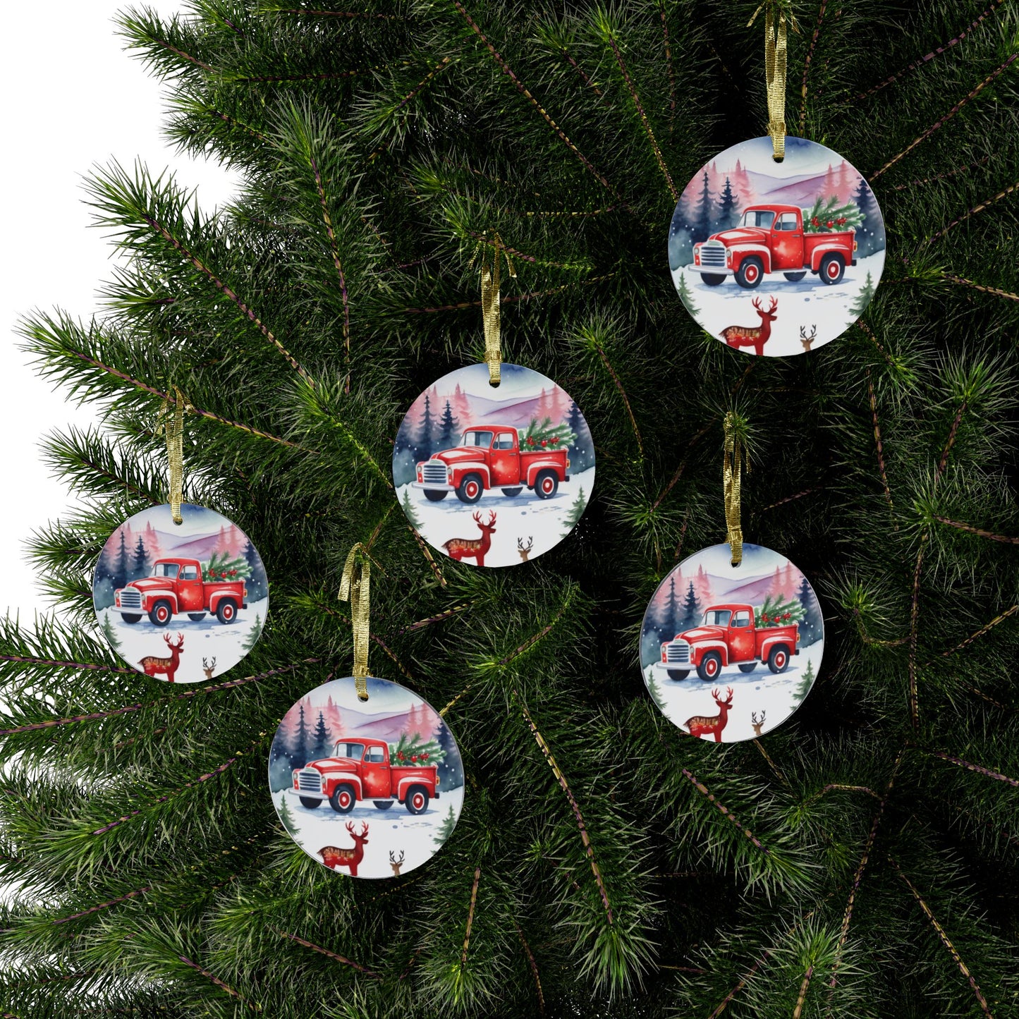 Red Truck Christmas Acrylic Ornaments