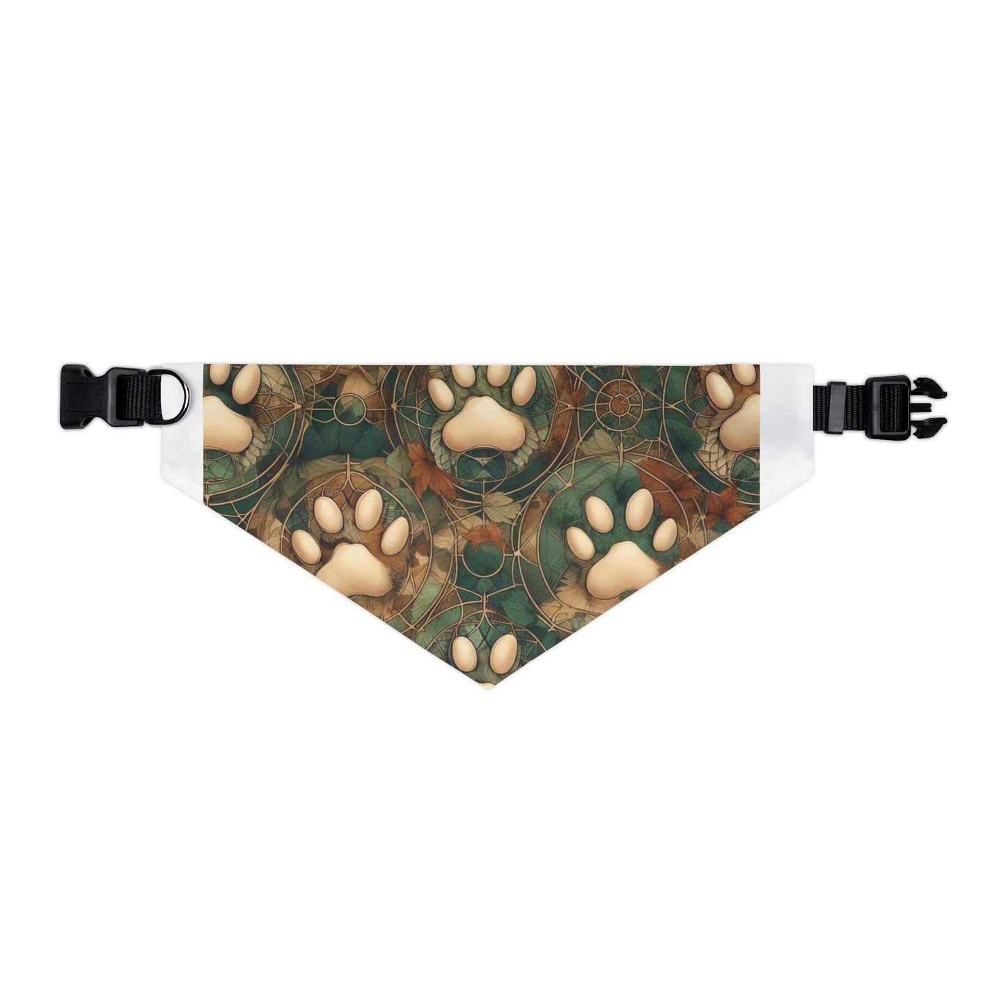 Green and Tan Paw Print Pet Bandana Collar