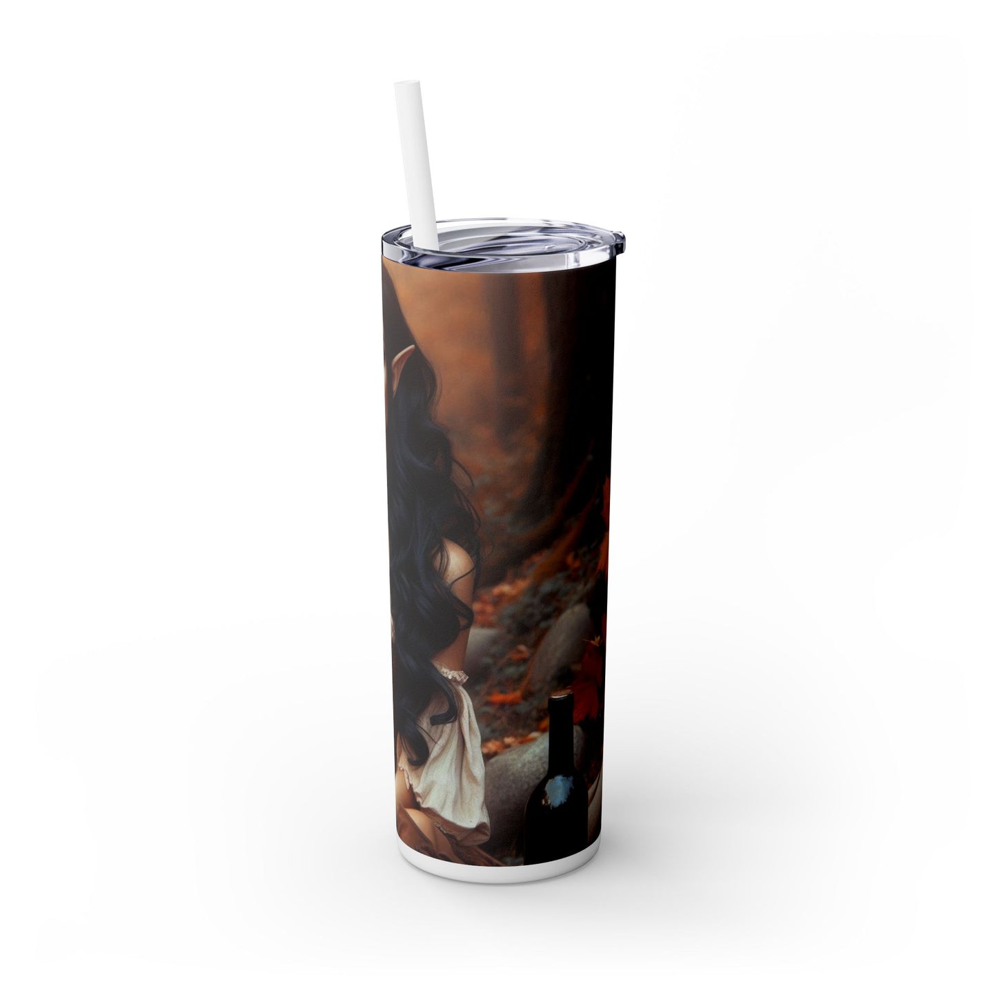 Autumn Elf Skinny Tumbler with Straw, 20oz