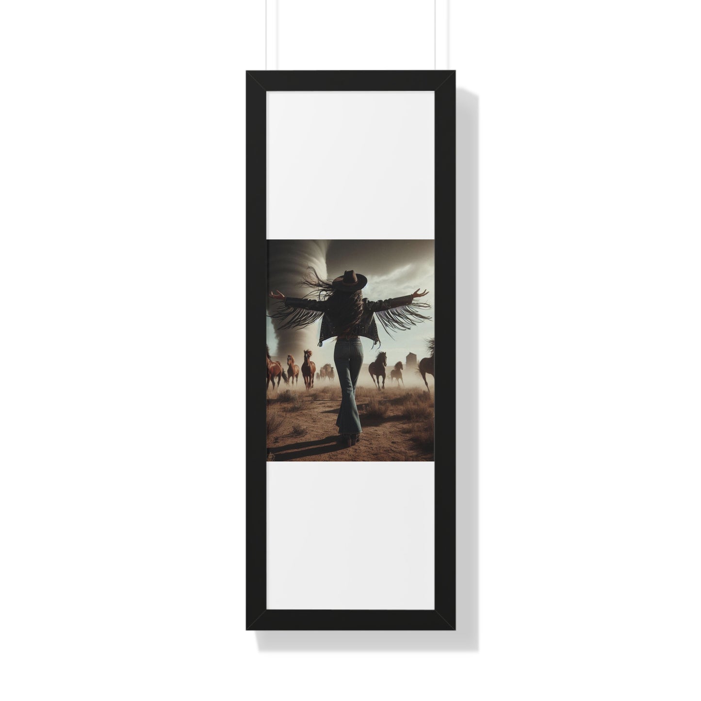Wild Horses Cowgirl Framed Vertical Poster