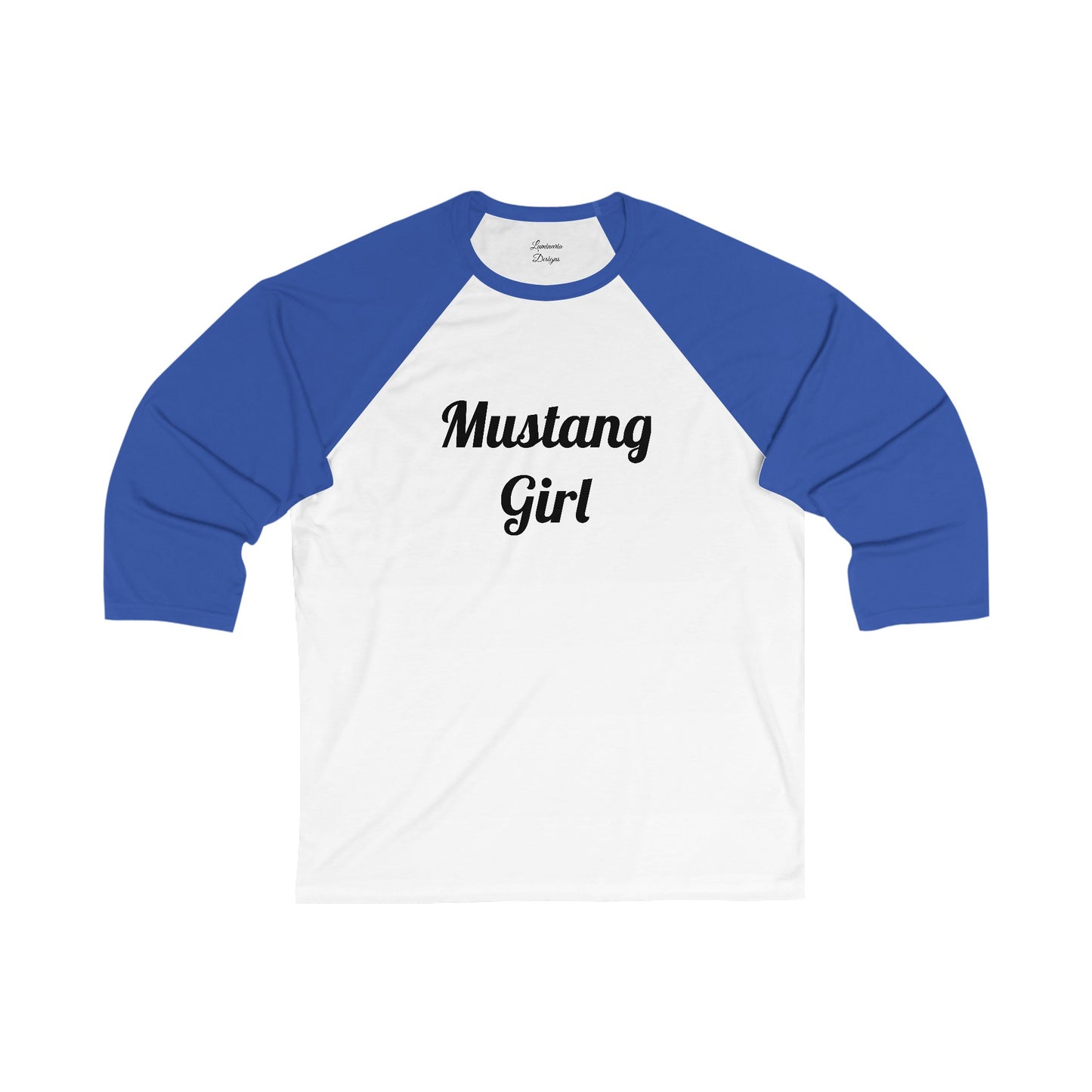 Brunette Mustang Girl 3\4 Sleeve Baseball Tee