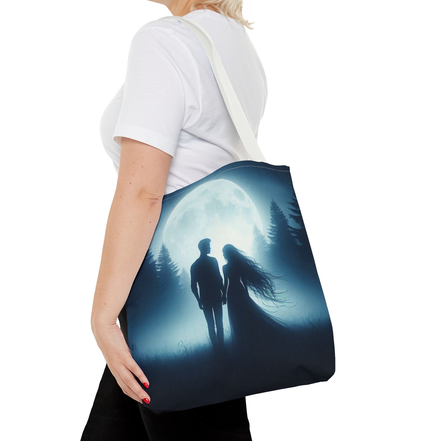 Couple Moonlight Silhouette Tote Bag (AOP)