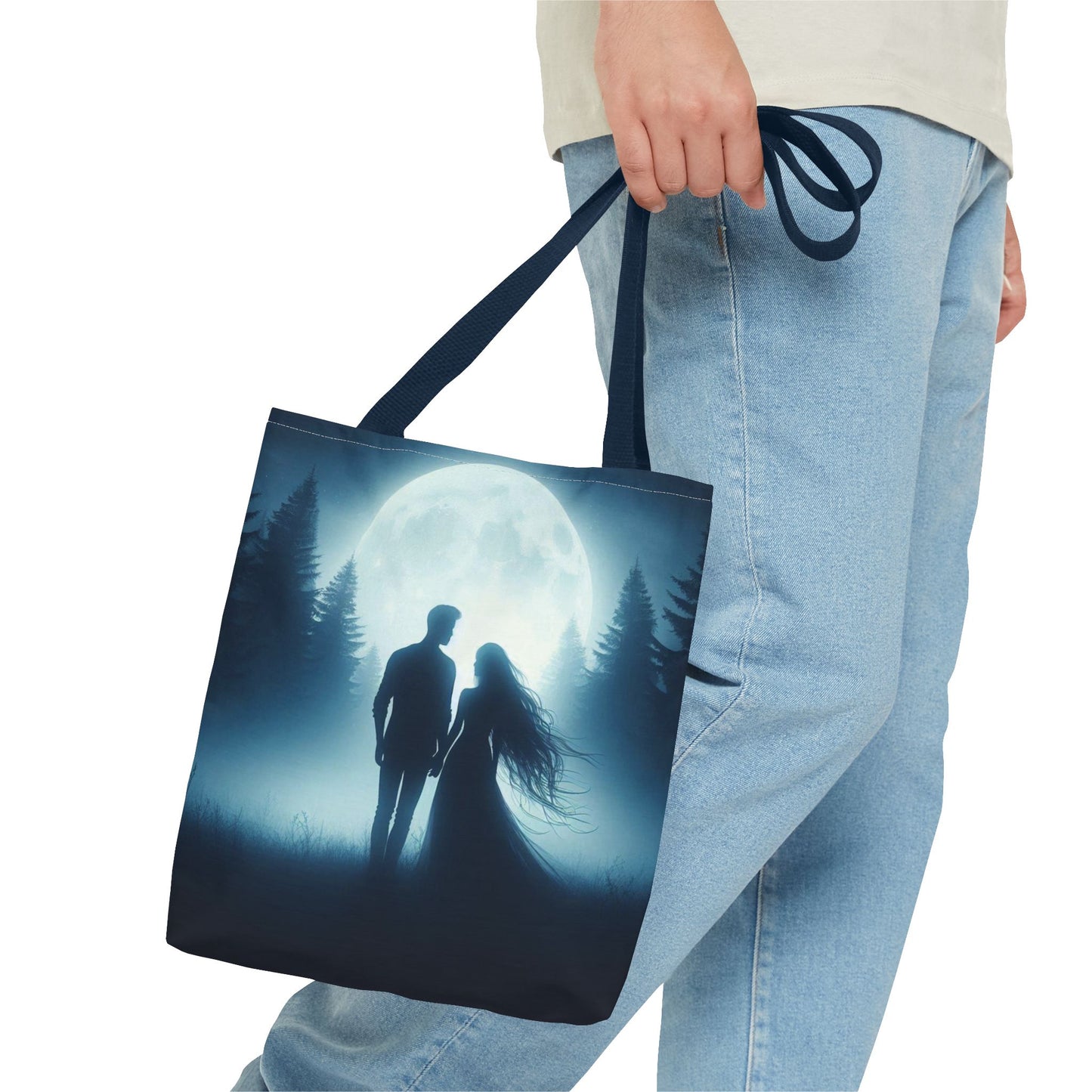 Couple Moonlight Silhouette Tote Bag (AOP)