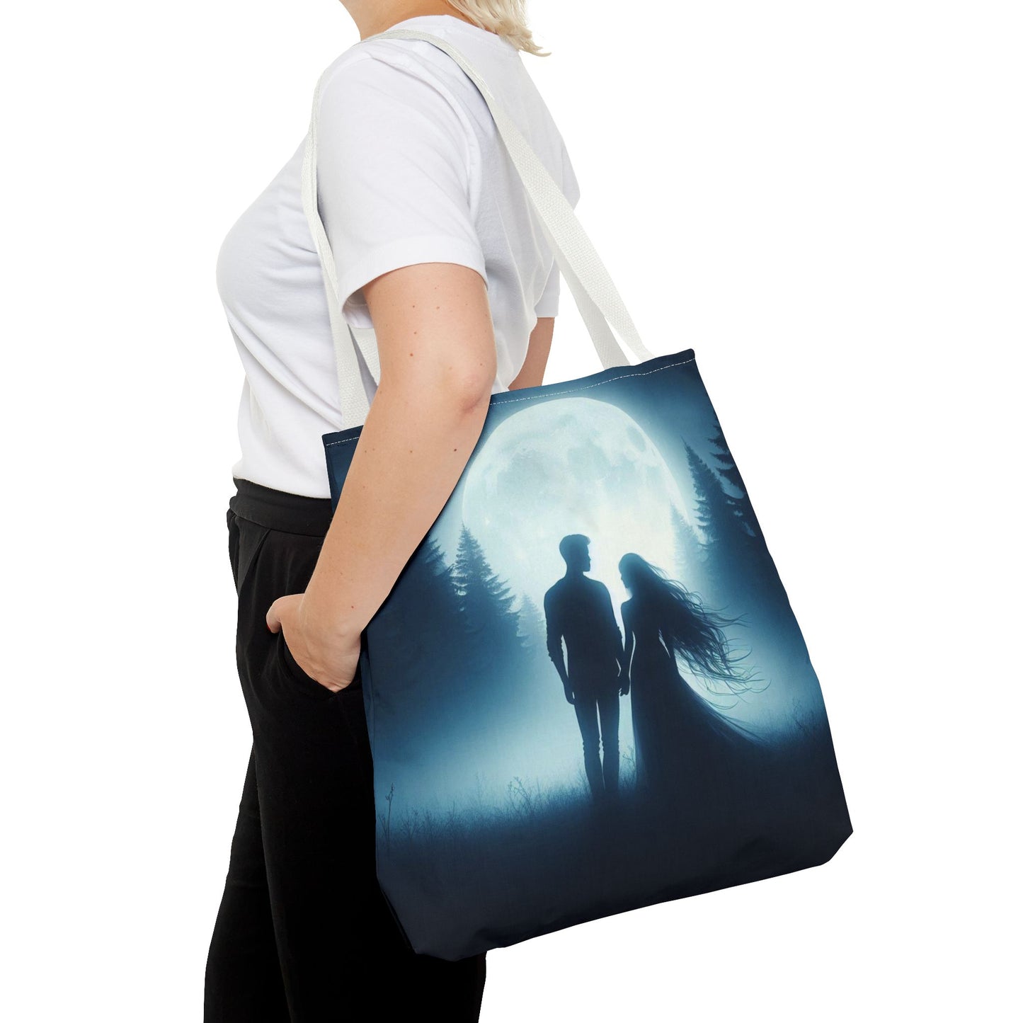 Couple Moonlight Silhouette Tote Bag (AOP)