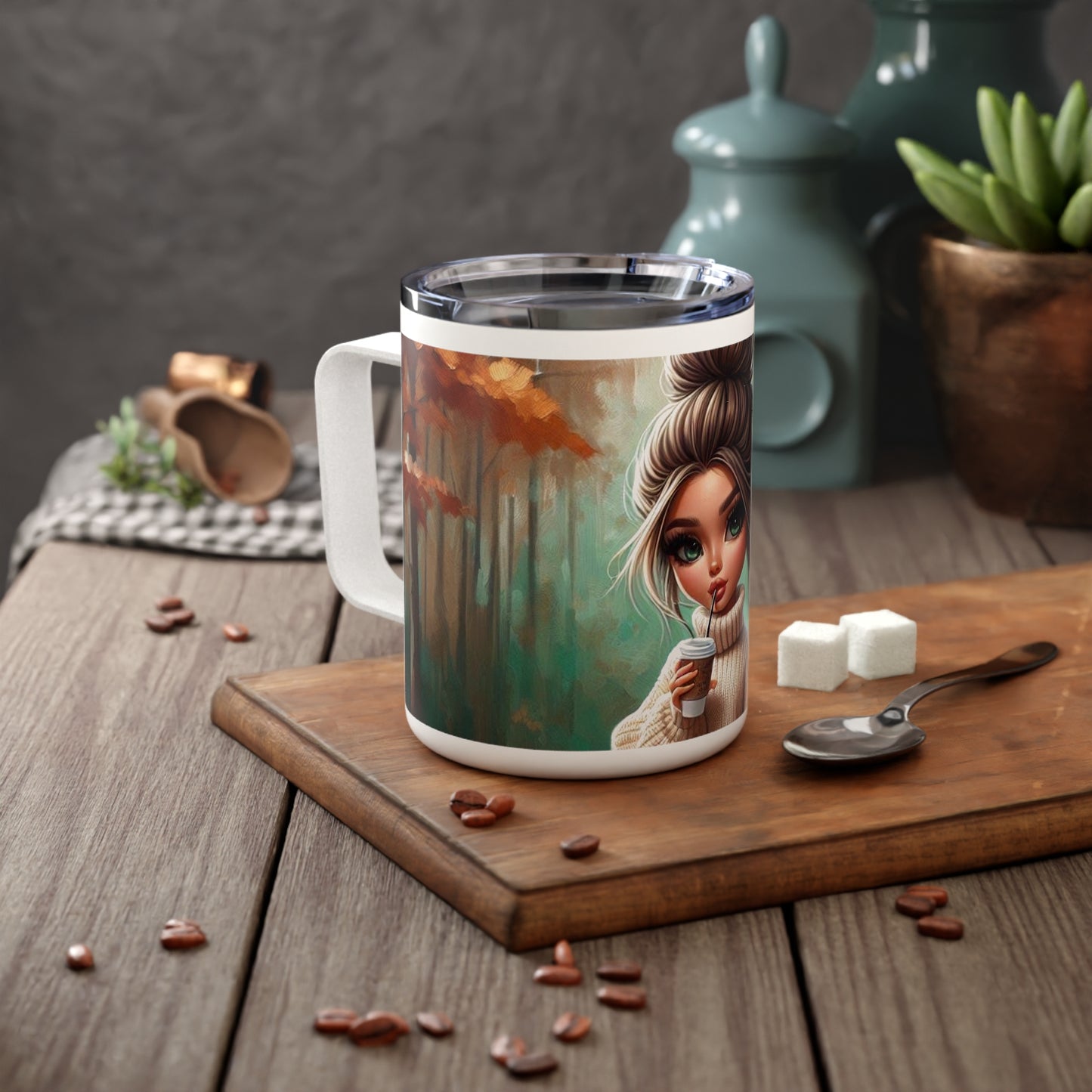 Autumn Girl Insulated Coffee Mug, 10oz