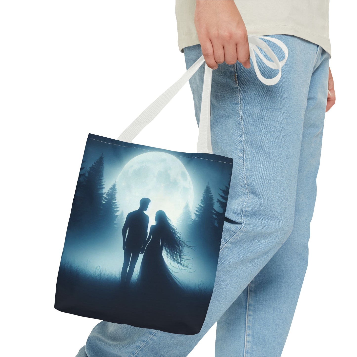 Couple Moonlight Silhouette Tote Bag (AOP)