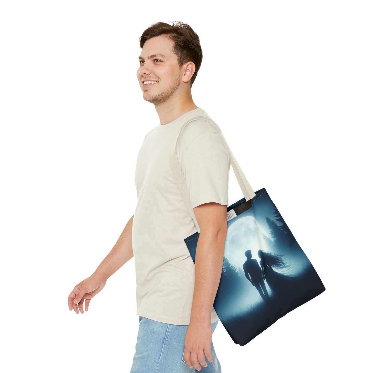 Couple Moonlight Silhouette Tote Bag (AOP)