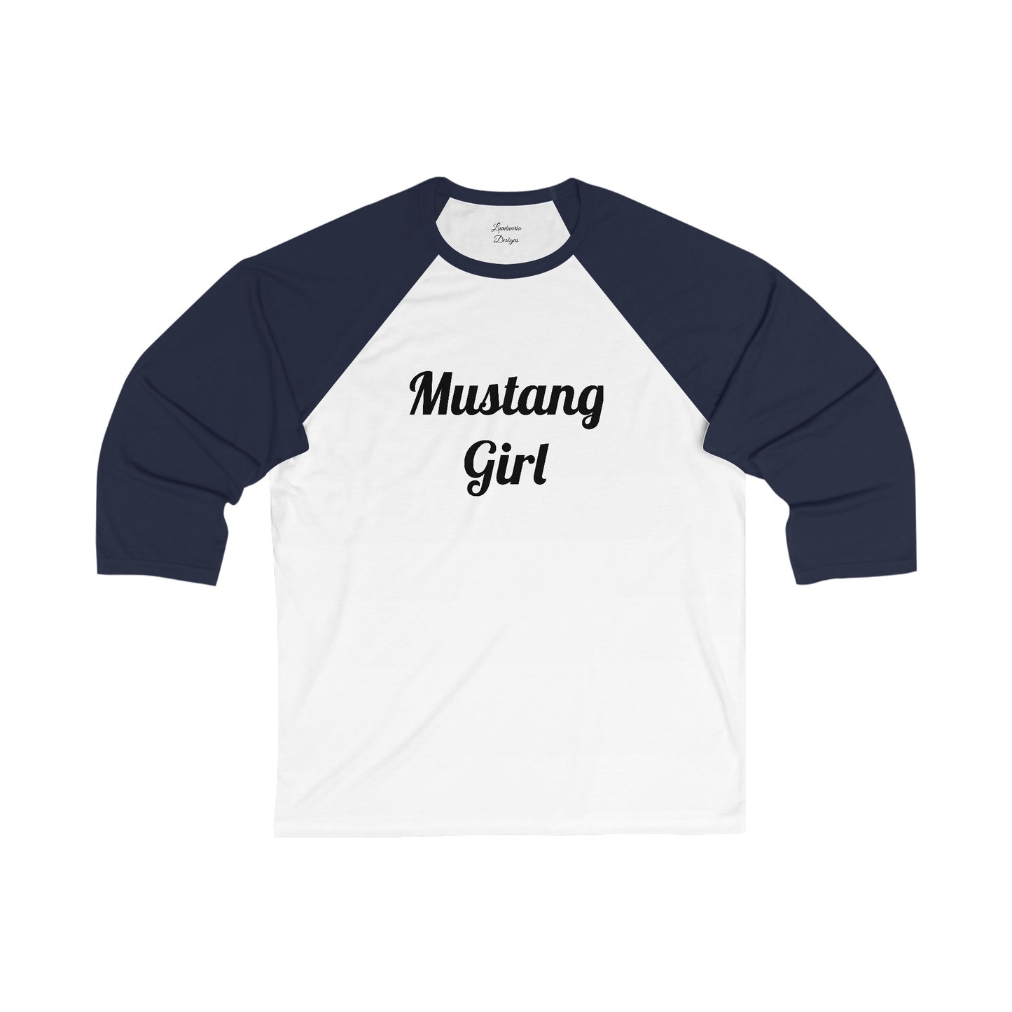 Brunette Mustang Girl 3\4 Sleeve Baseball Tee