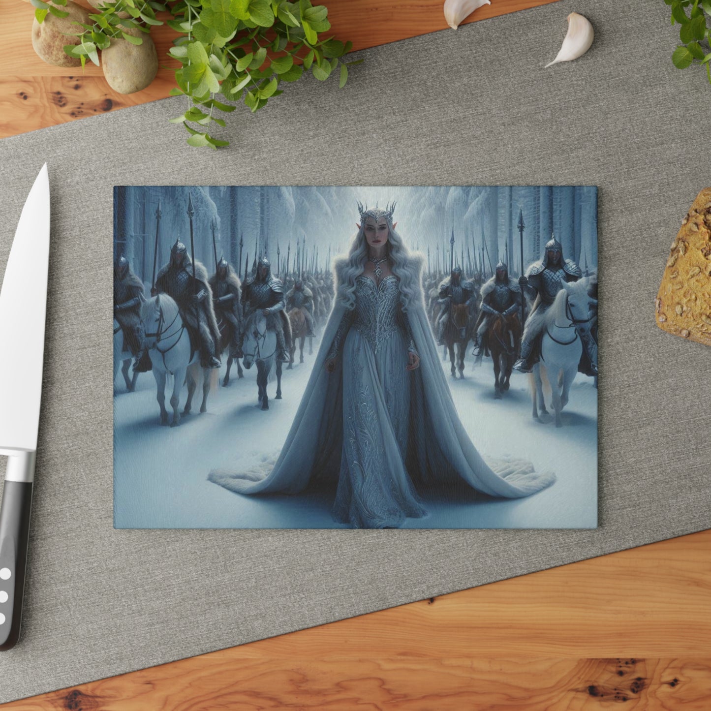 Snow Army Glass Cutting Board