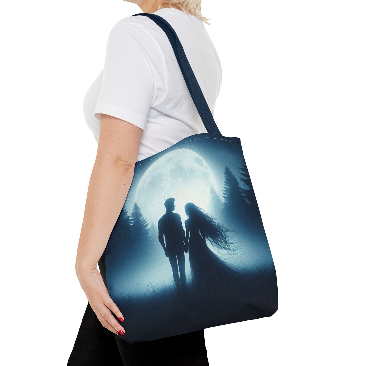 Couple Moonlight Silhouette Tote Bag (AOP)