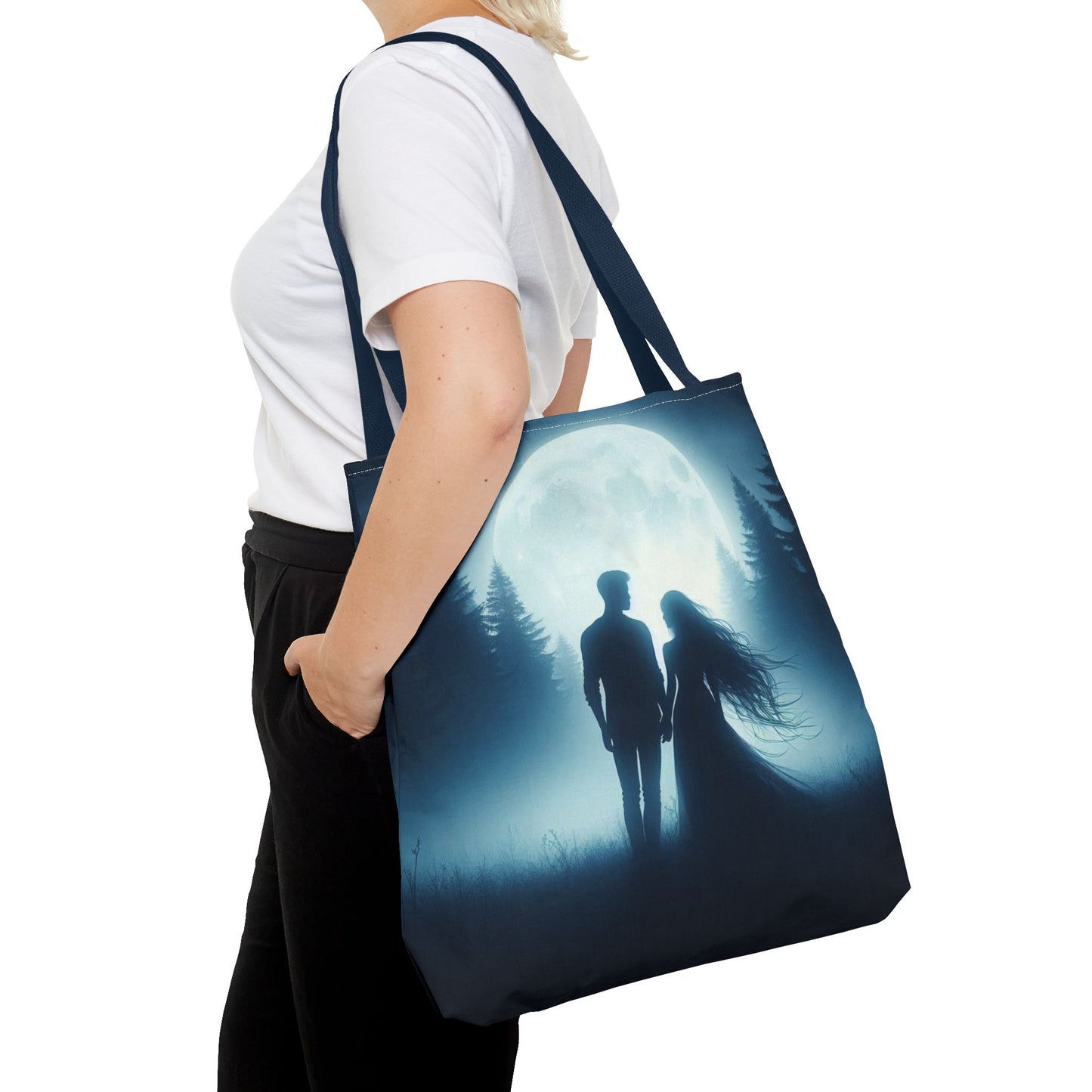 Couple Moonlight Silhouette Tote Bag (AOP)