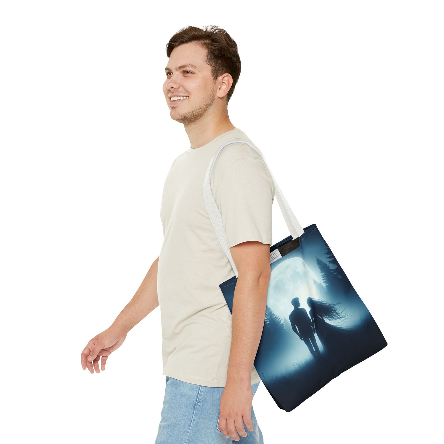 Couple Moonlight Silhouette Tote Bag (AOP)