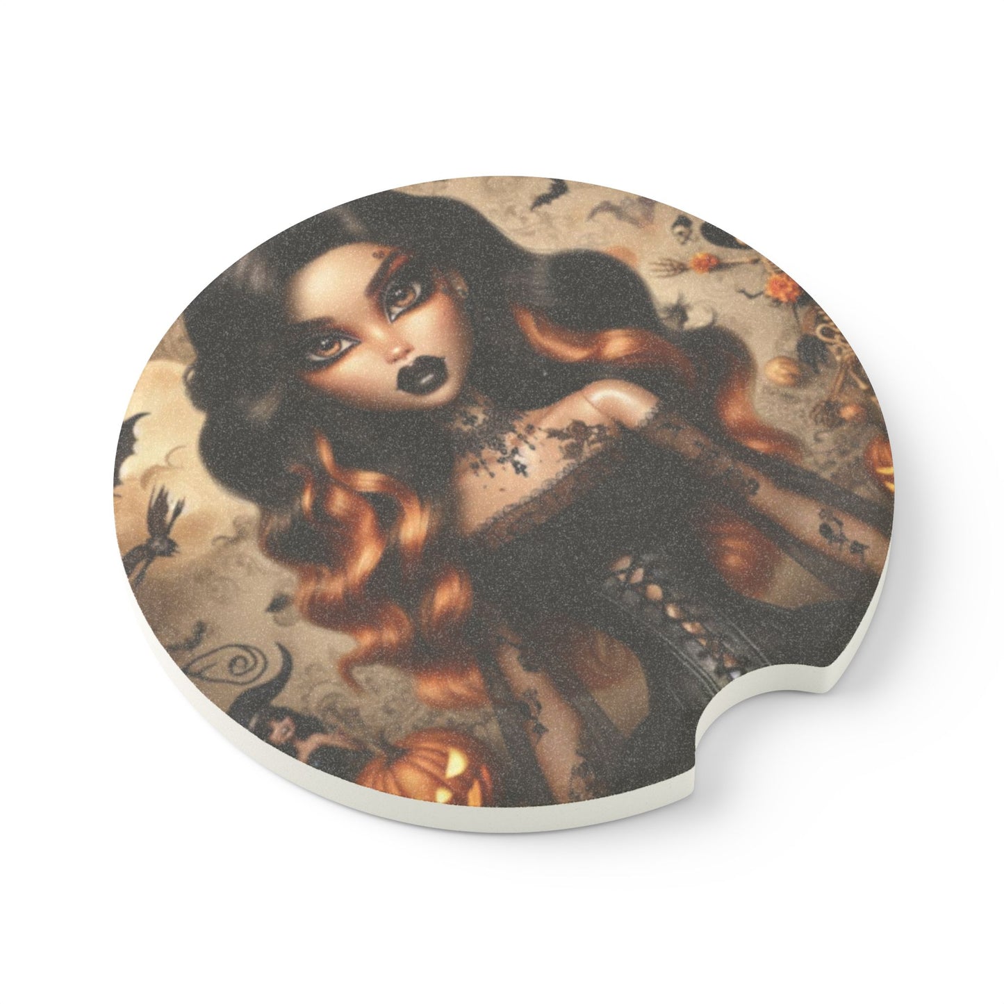 Spooky Orange Woman Soapstone Car Coaster