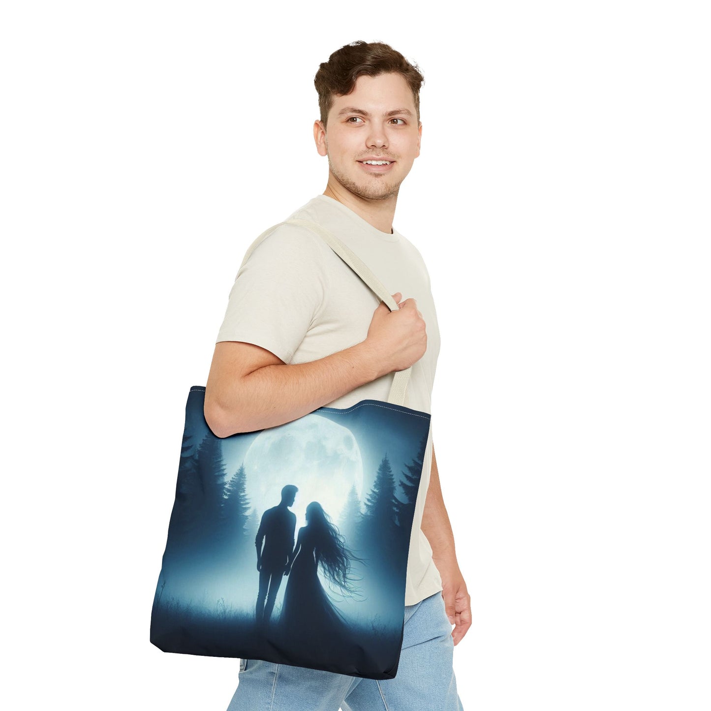 Couple Moonlight Silhouette Tote Bag (AOP)