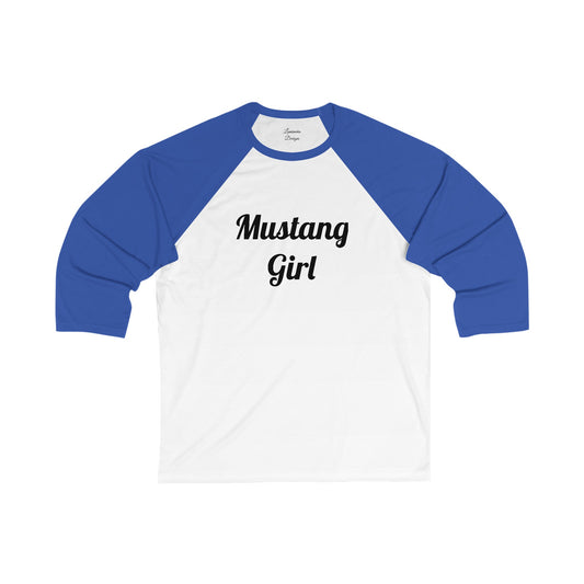 Brunette Mustang Girl 3\4 Sleeve Baseball Tee