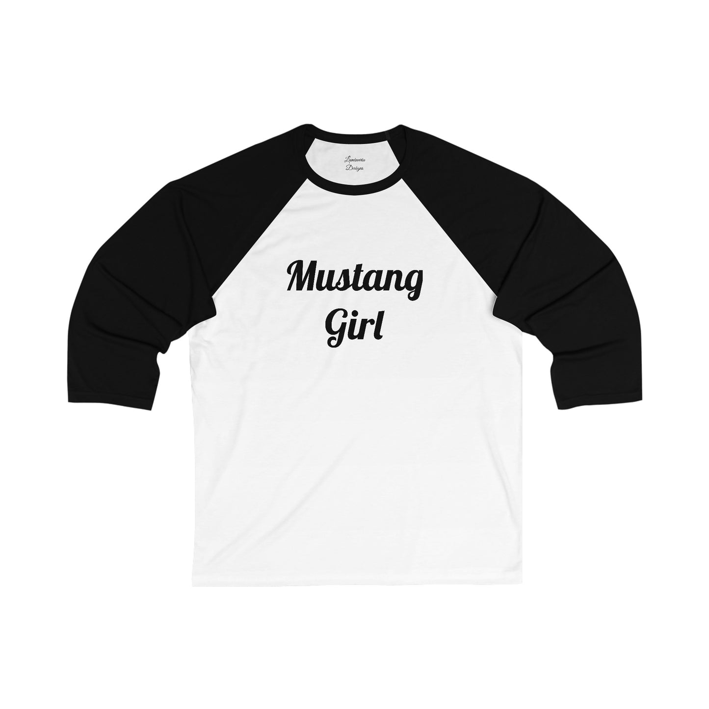 Brunette Mustang Girl 3\4 Sleeve Baseball Tee