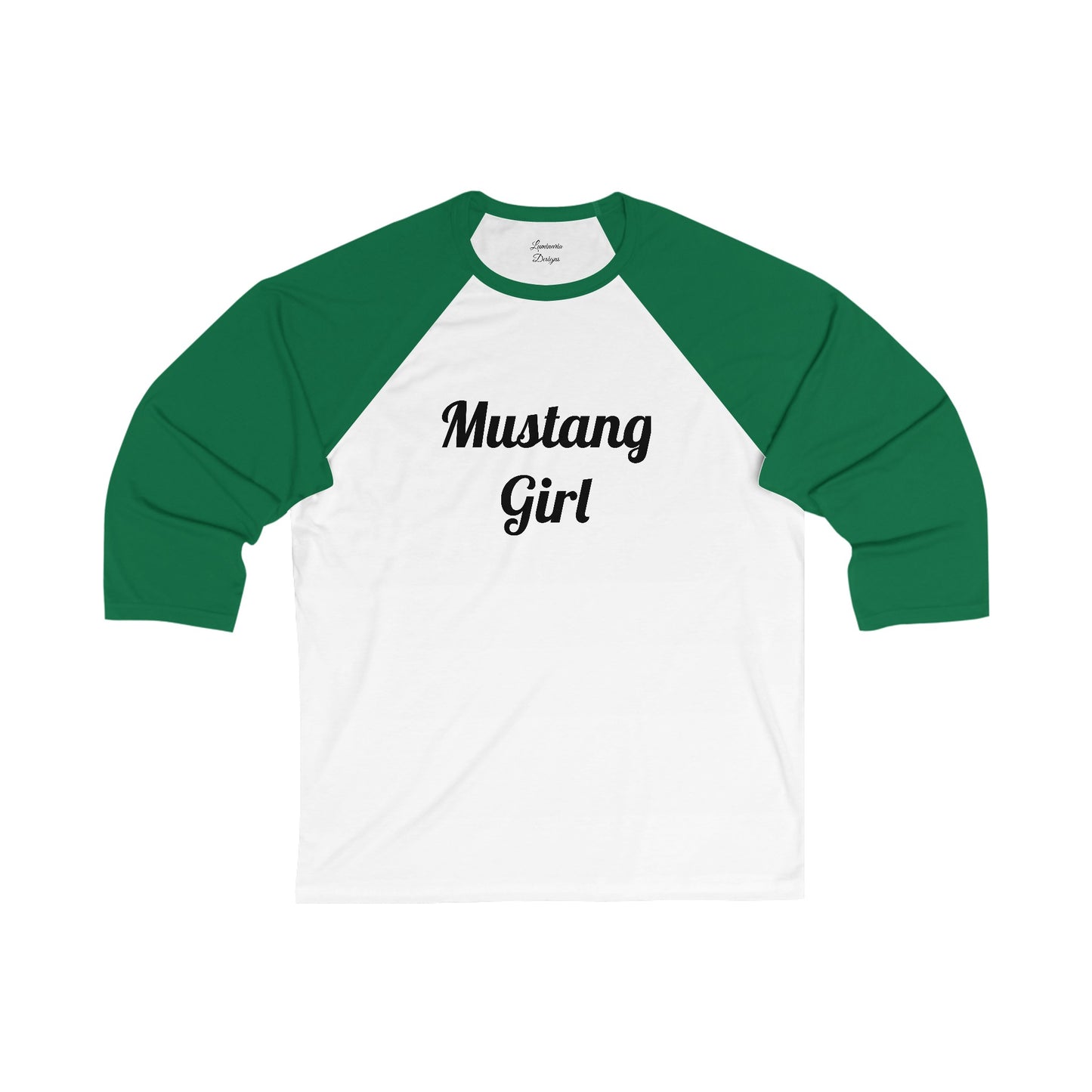 Brunette Mustang Girl 3\4 Sleeve Baseball Tee