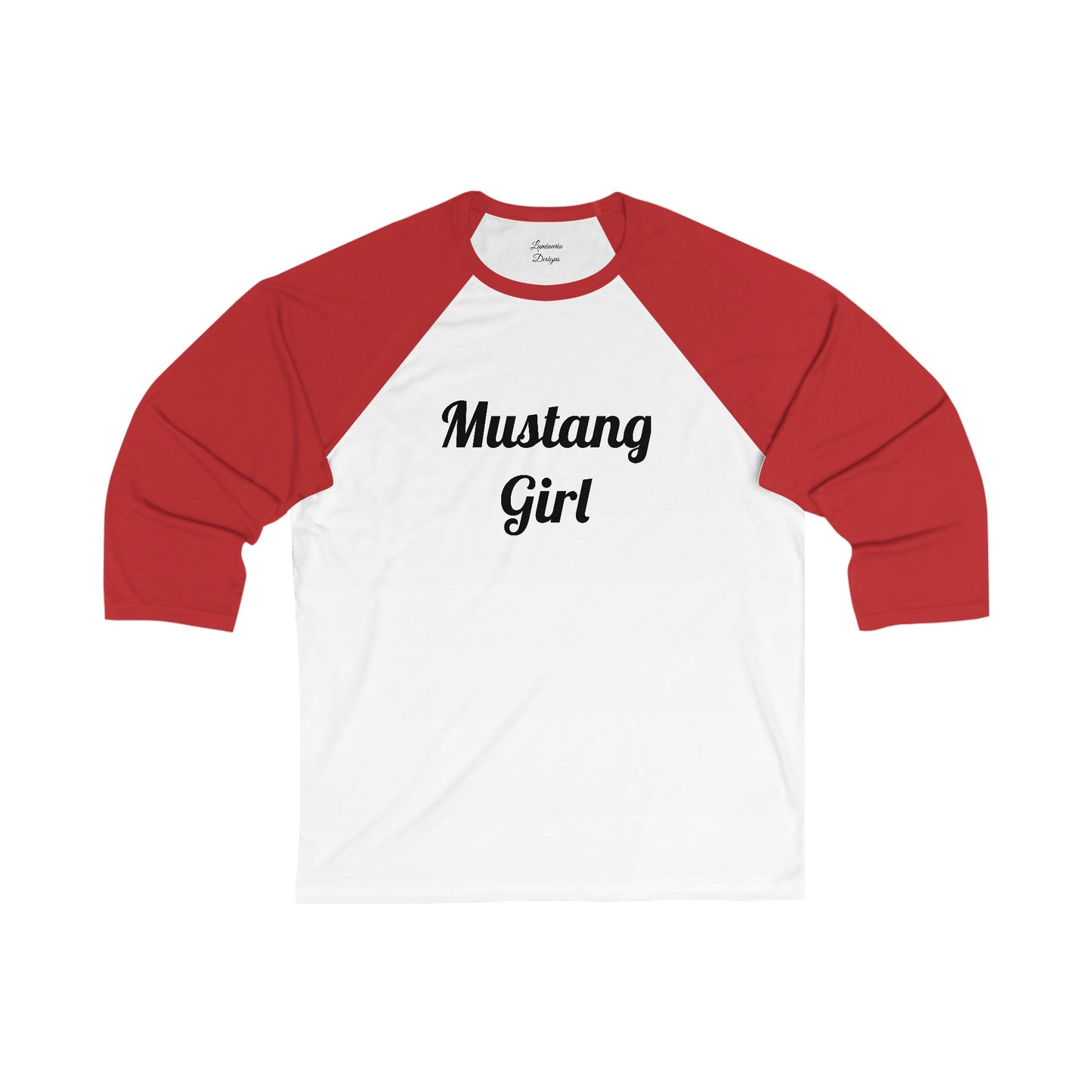 Brunette Mustang Girl 3\4 Sleeve Baseball Tee