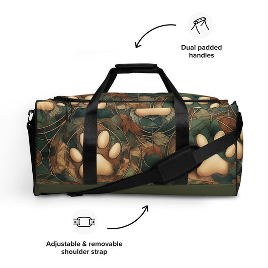 Green Pawprint Duffle bag